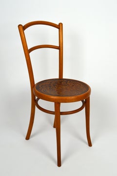 Austrian Art Nouveau Bentwood Chair with Patterned Seat, J. & J. Kohn, 1900s