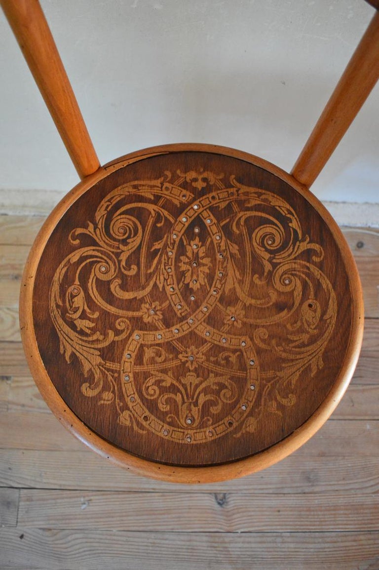 Austrian Art Nouveau Bentwood Chair with Patterned Seat, J. and J. Kohn
