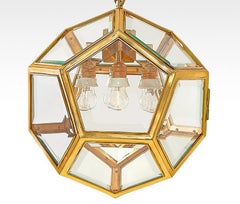 Austrian Art Nouveau Brass and Glass Dodekaeder Lamp by Adolf Loos