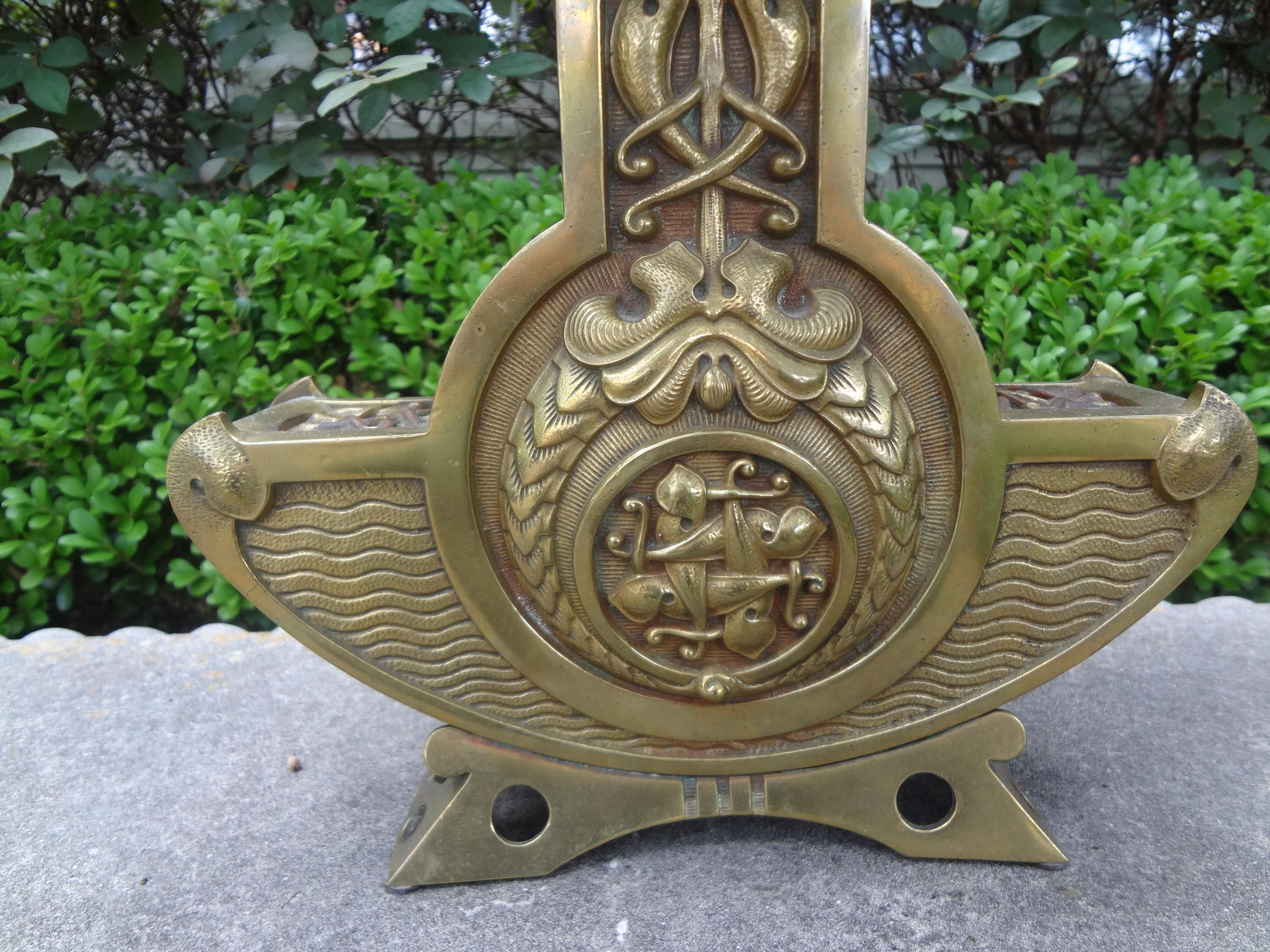 Austrian Art Nouveau Bronze Lamp In Good Condition For Sale In Houston, TX