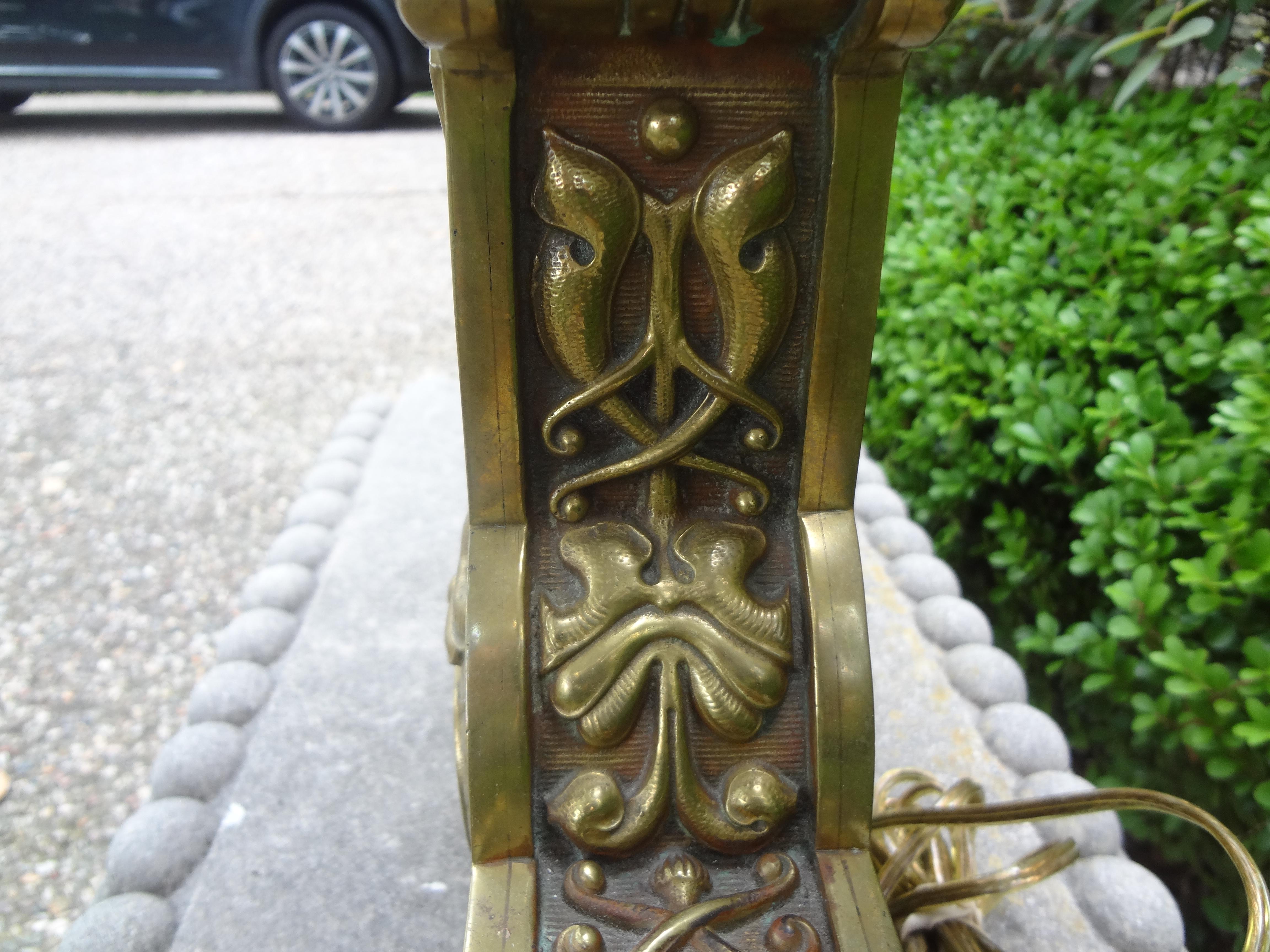 Austrian Art Nouveau Bronze Lamp For Sale 1
