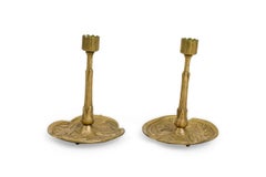 Austrian Art Nouveau Bronze Lily Candlesticks
