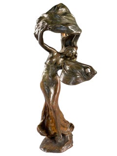 Österreichische Loïe Fuller Skulpturale Lampe aus Bronze im Jugendstil von Peter Tereszczuk