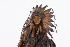 Austrian Art Nouveau Bronze Sculpture "Amerika" by, Carl Kauba