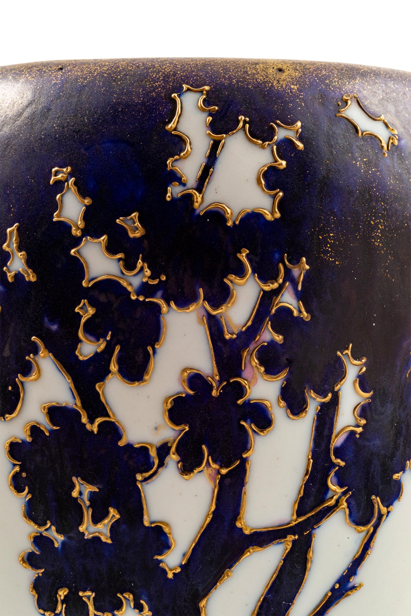 Austrian Art Nouveau Ceramic Portrait Vase Amphora White Blue circa 1897  1