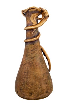 Austrian Art Nouveau Ceramic Vase with Dragon Amphora Brown circa 1901
