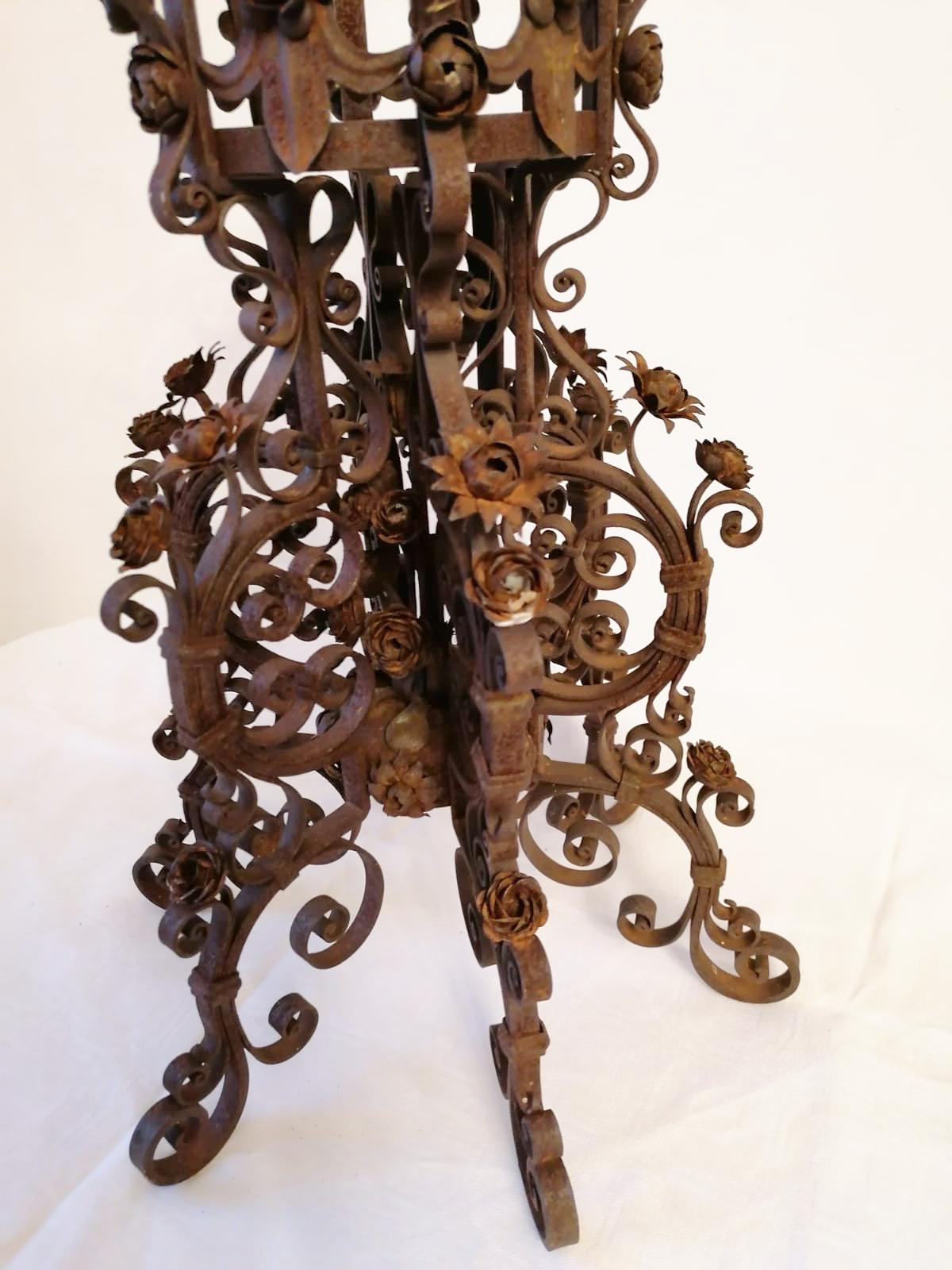 Austrian Art Nouveau Forged Iron Flower Stand For Sale 5