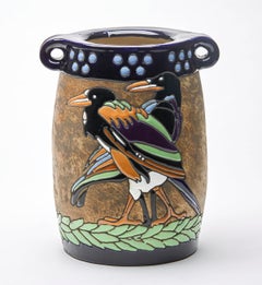 Austrian Art Nouveau Imperial Amphora Vase with Birds