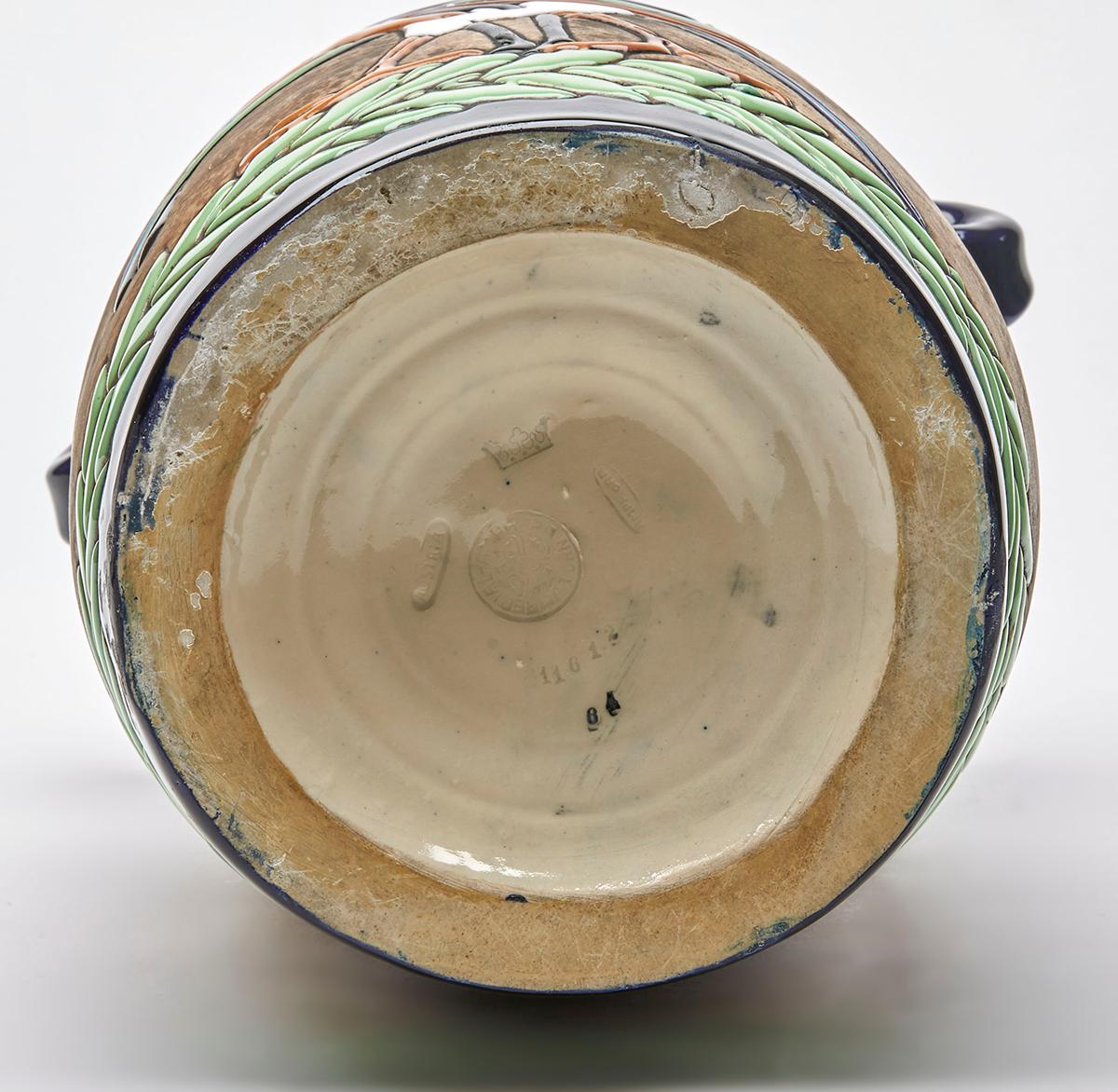 Ceramic Austrian Art Nouveau Imperial Amphora Vase with Birds  For Sale