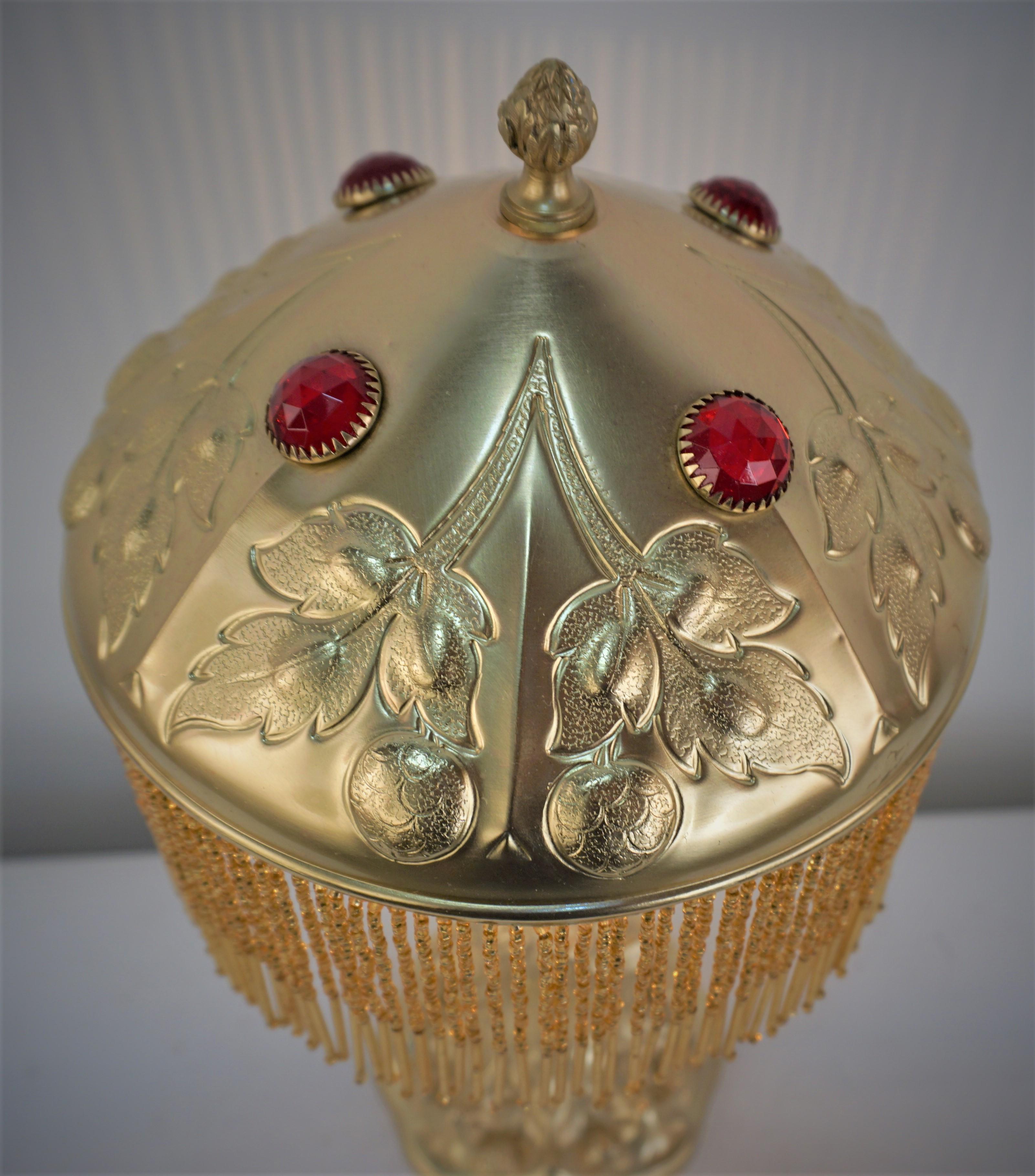 Austrian Art Nouveau Jewel Bronze Table Lamp In Good Condition For Sale In Fairfax, VA