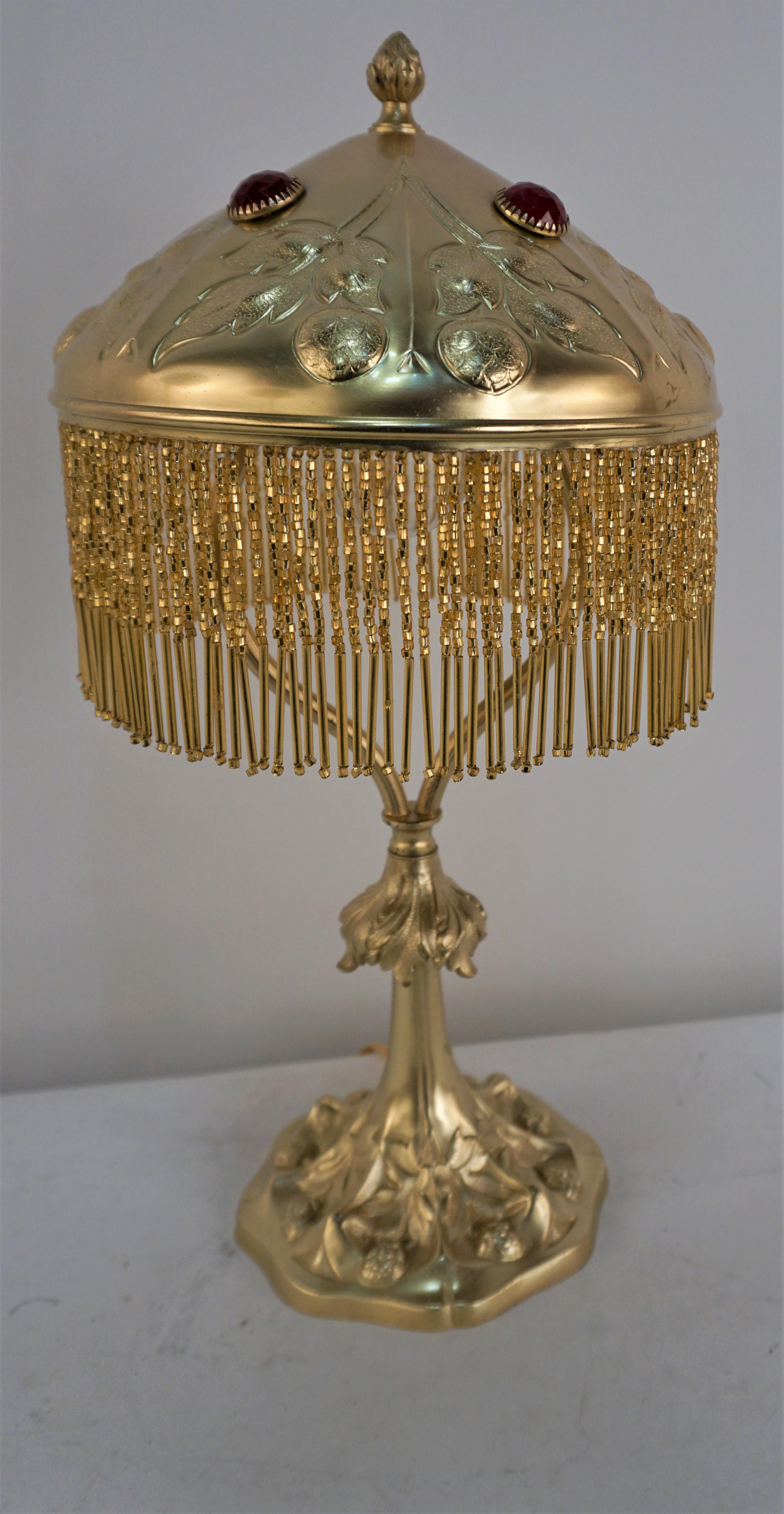 Austrian Art Nouveau Jewel Bronze Table Lamp For Sale 3