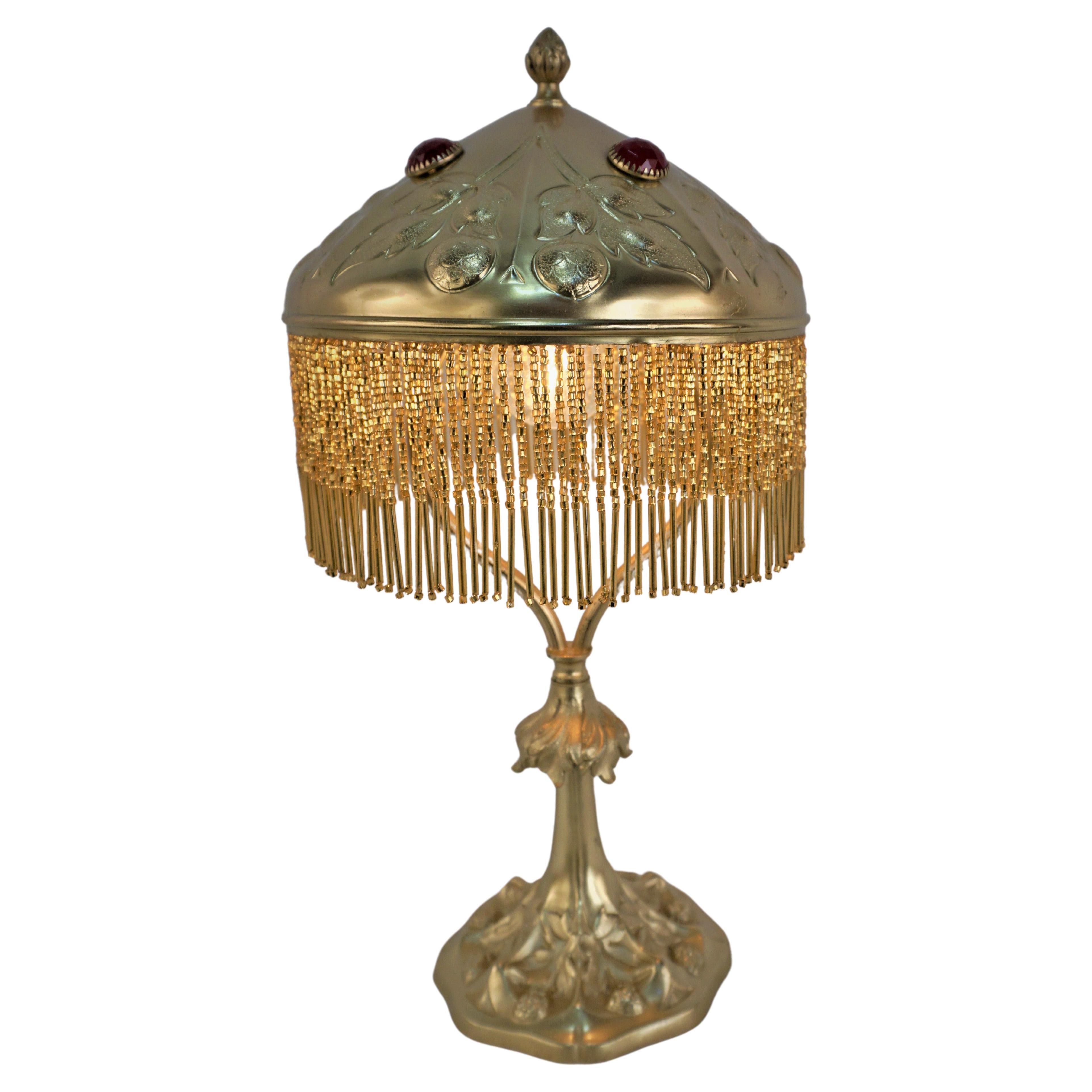 Austrian Art Nouveau Jewel Bronze Table Lamp