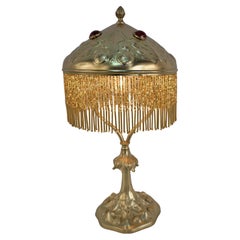 Antique Austrian Art Nouveau Jewel Bronze Table Lamp