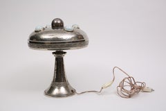 Austrian Art Nouveau Table Lamp, Silver-Plated Bronze, Circa 1900
