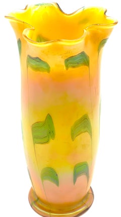 Austrian Art Nouveau  Loetz  Art Glass Vase with Crimped Rim