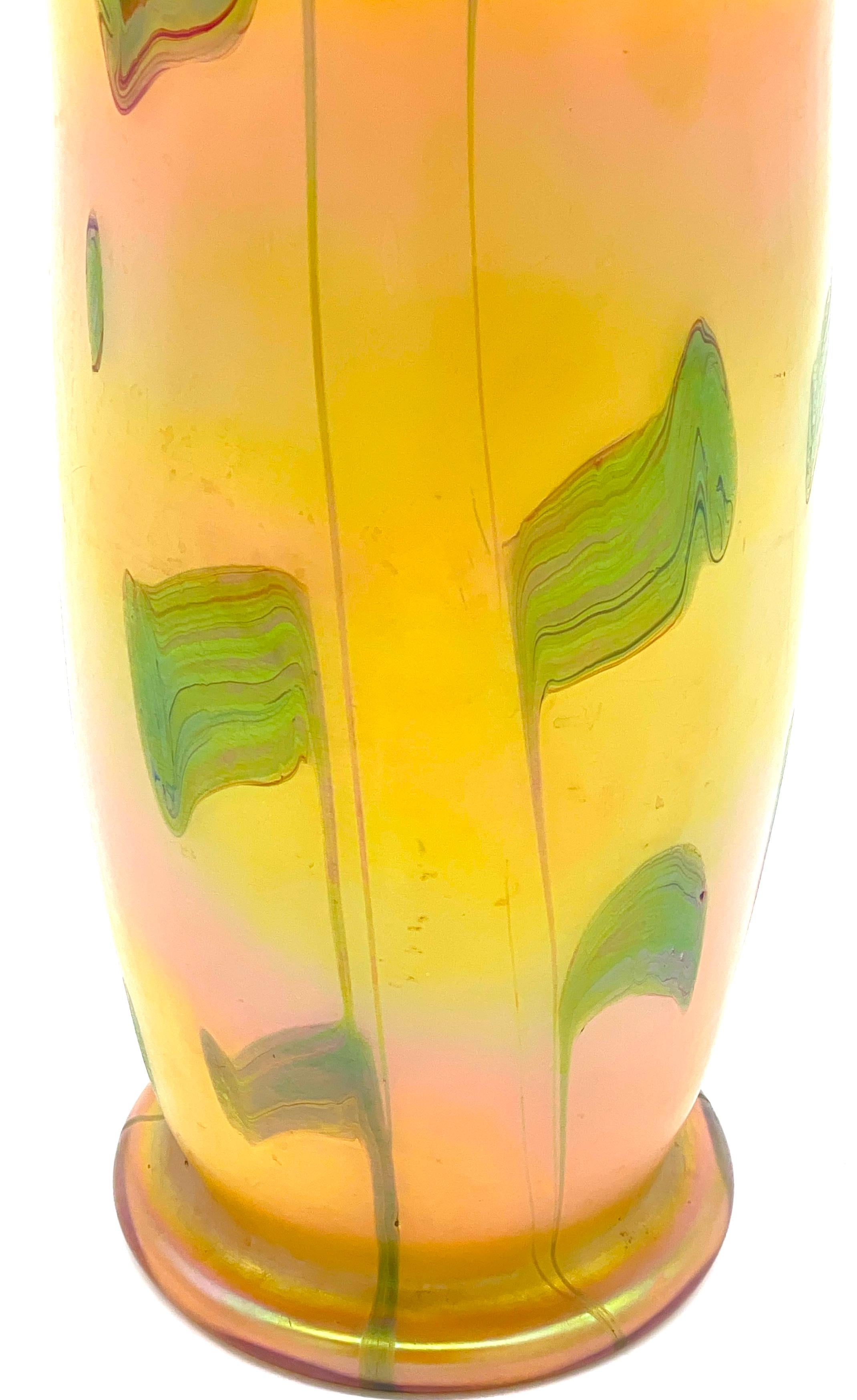 Austrian Art Nouveau  Loetz  Art Glass Vase with Crimped Rim For Sale 2