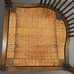 Austrian Art Nouveau Mahogany and Wicker Corner Chair by Adolf Loos