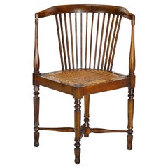 Austrian Art Nouveau Mahogany and Wicker Corner Chair by Adolf Loos