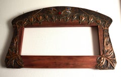 Austrian Art Nouveau Mirror Frame with Glass Cabochons, Georg Klimt Attributed
