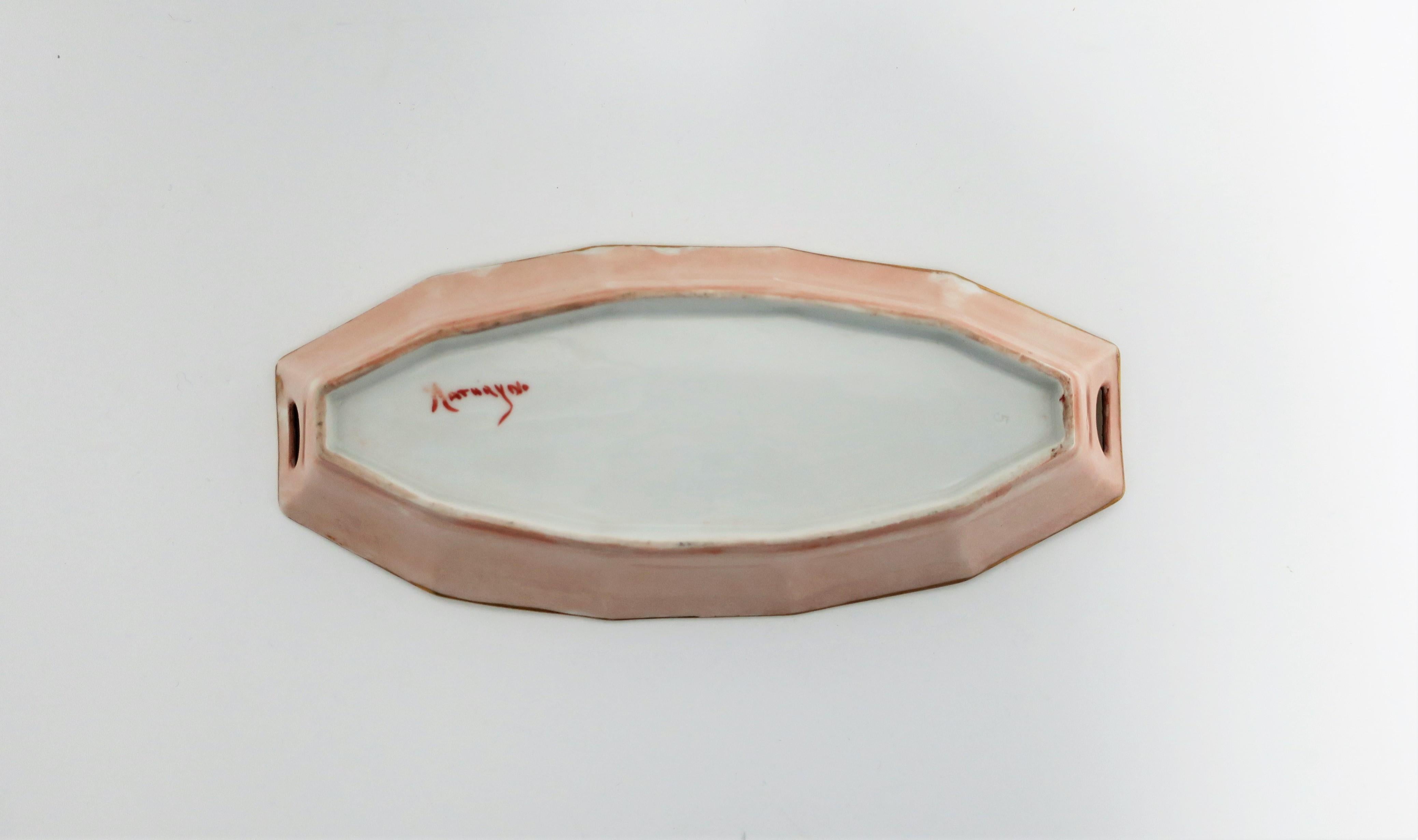 Austrian Art Nouveau Porcelain Pink and Gold Dish For Sale 7