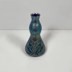 Austrian Art Nouveau style vase in blue glass and silver-plate, 1930s