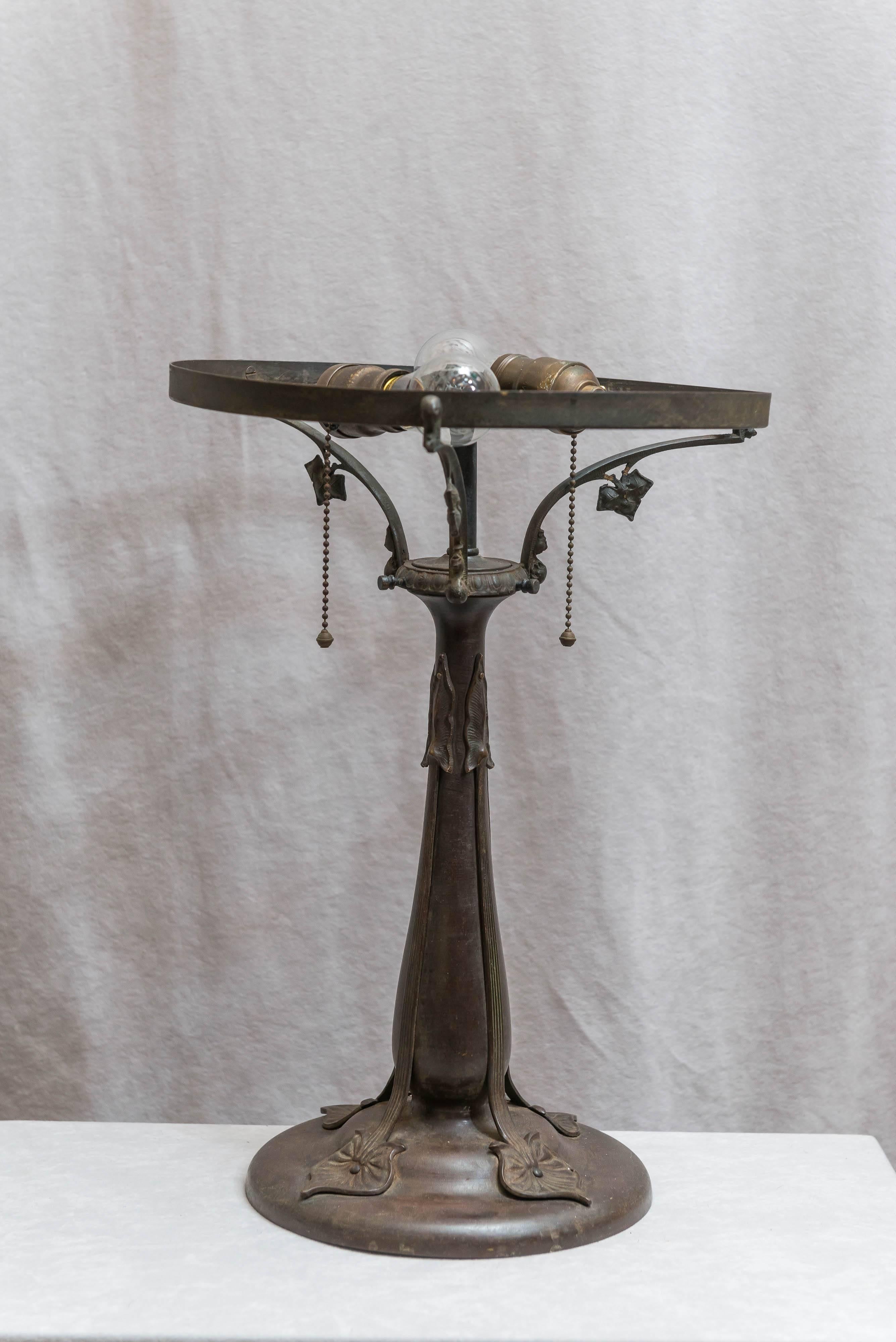 Austrian Art Nouveau Table Lamp with Handblown Shade 4
