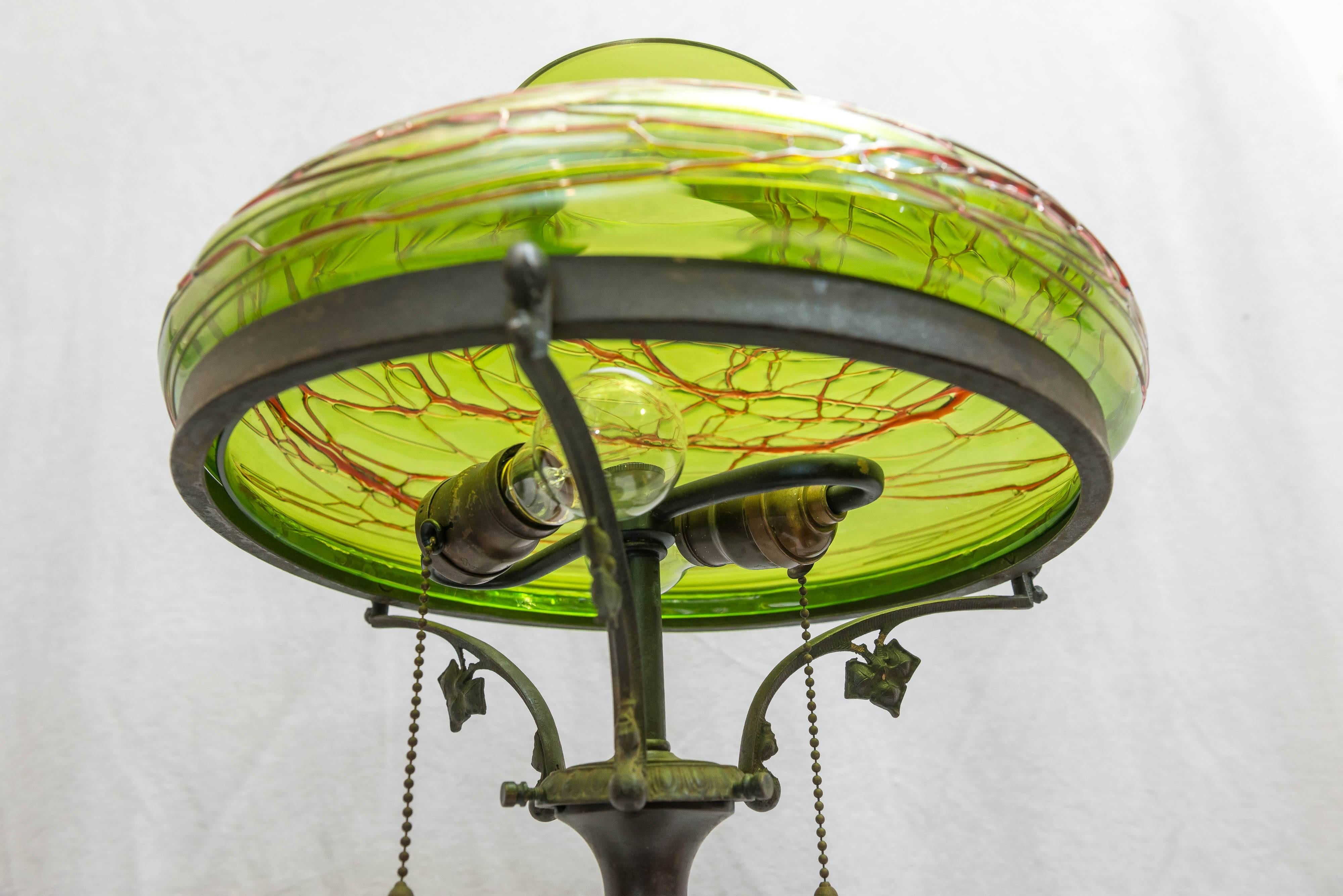 Austrian Art Nouveau Table Lamp with Handblown Shade 2
