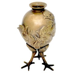 Used Austrian Art Nouveau Three Rooster Diminutive Vase with Talon Legs