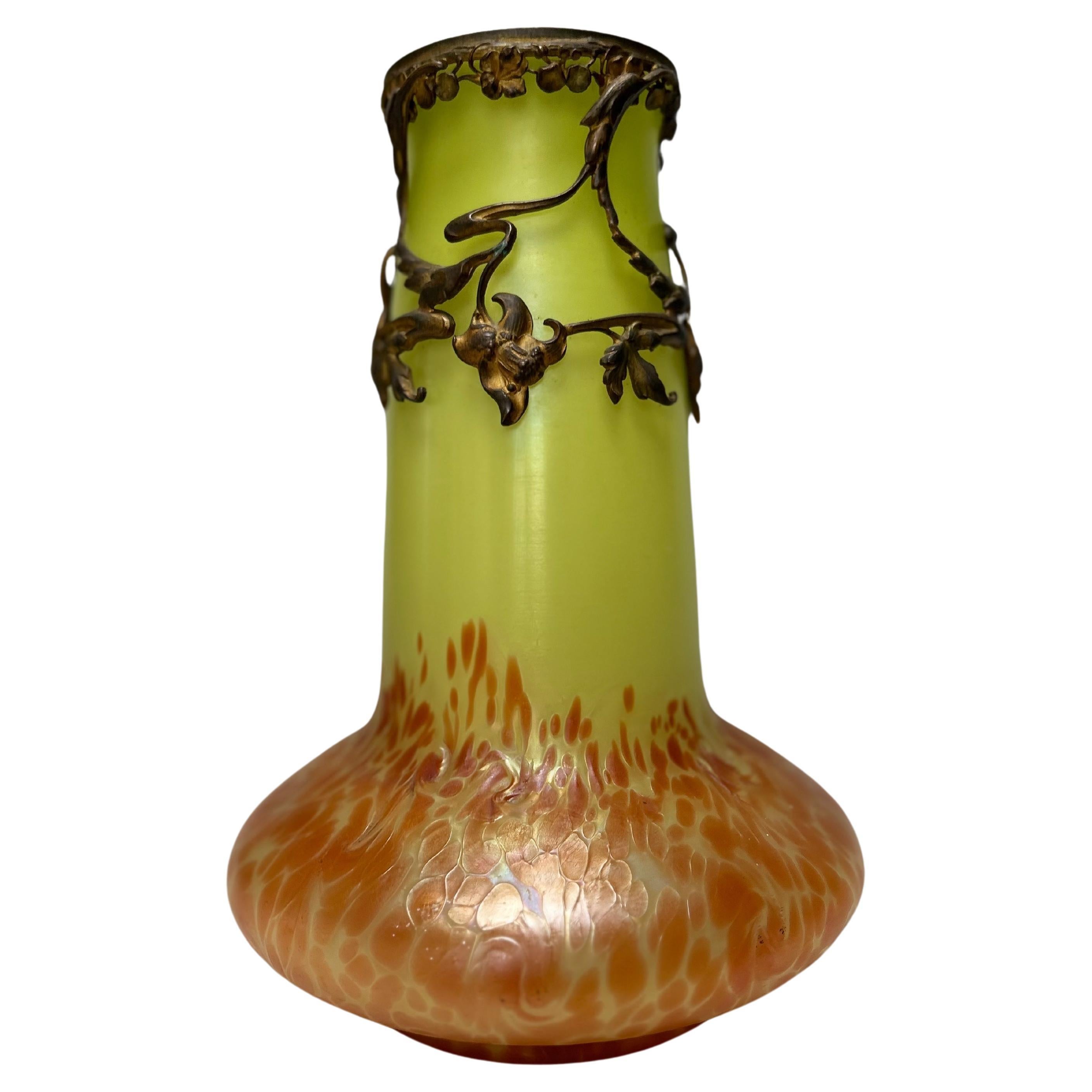 Austrian Art Nouveau Vase Attributed To Loetz For Sale