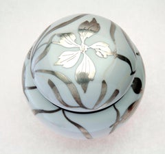 Austrian Art Noveau Porcelain Ginger Jar/Sterling Overlay