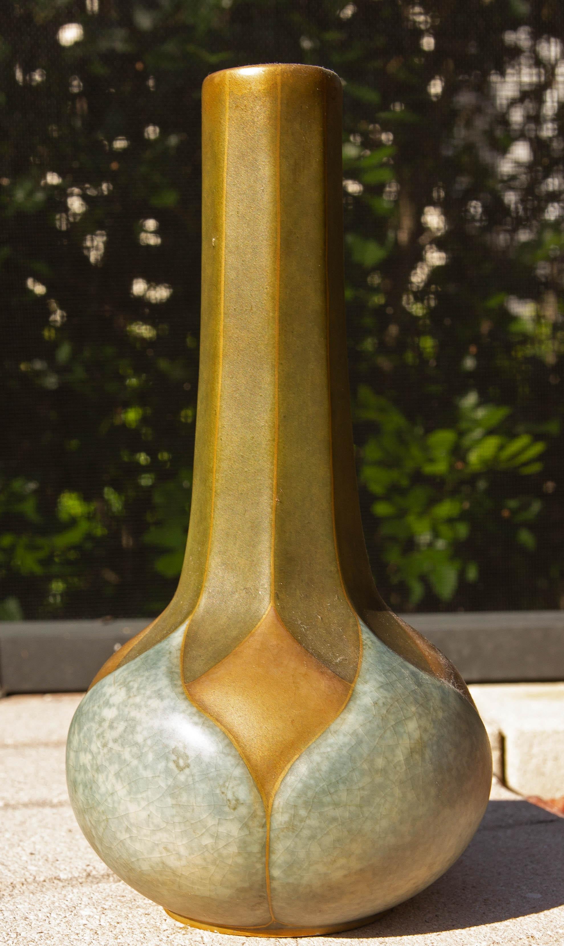 Austrian Art Nouveau bud vase by Amphora. Hand painted, circa 1900.