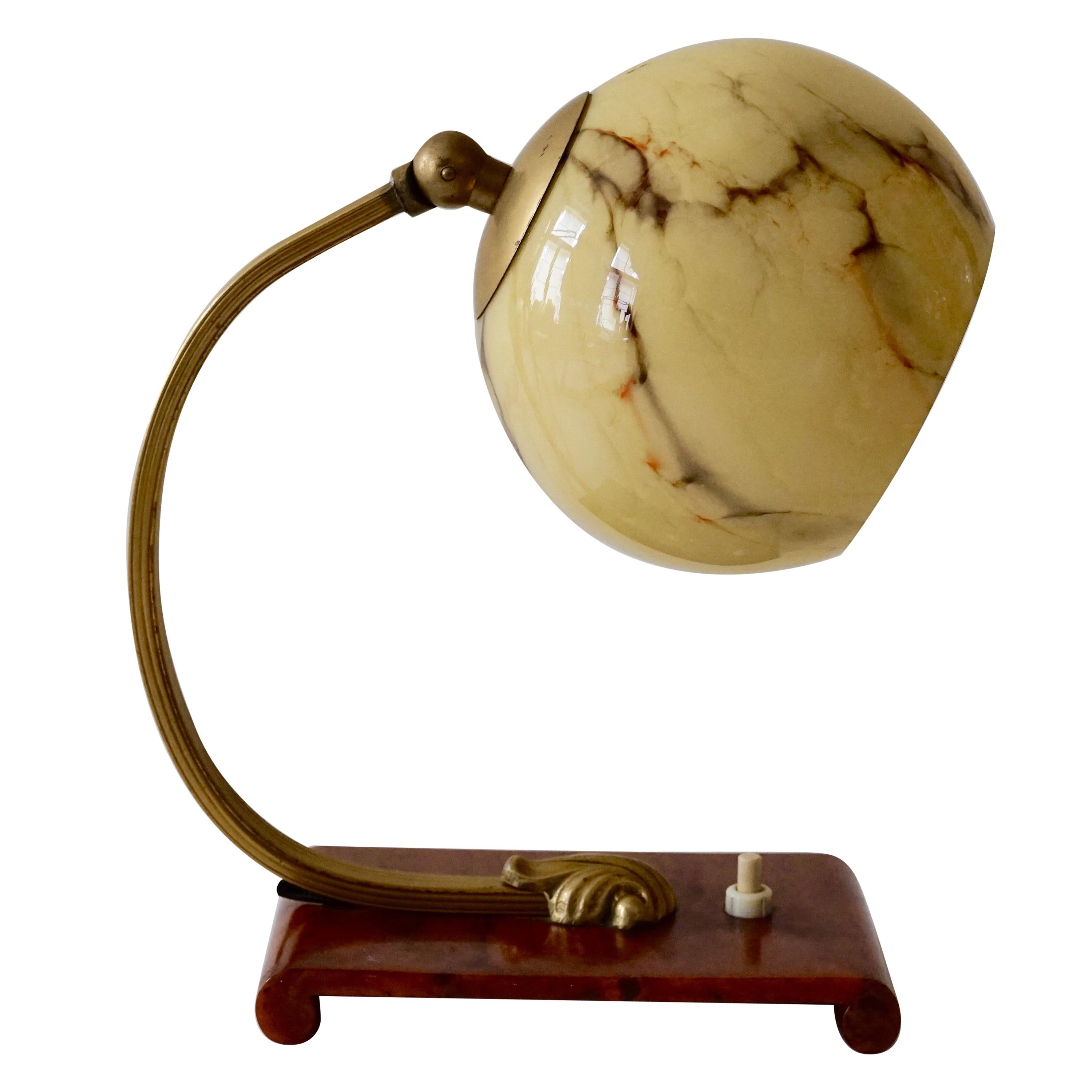 Lampe de table de chevet Artdeco autrichienne:: fabriquée en 1920