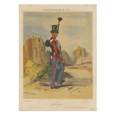 Austrian Artillery Soldier, 1835–1848 – Hand-Coloured Lithograph