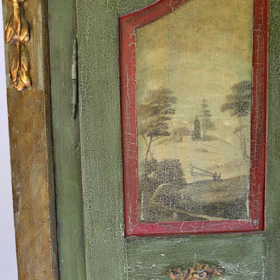 Fine early 19th century Austrian painted and gilt armoire, the arched pediment with inscription 