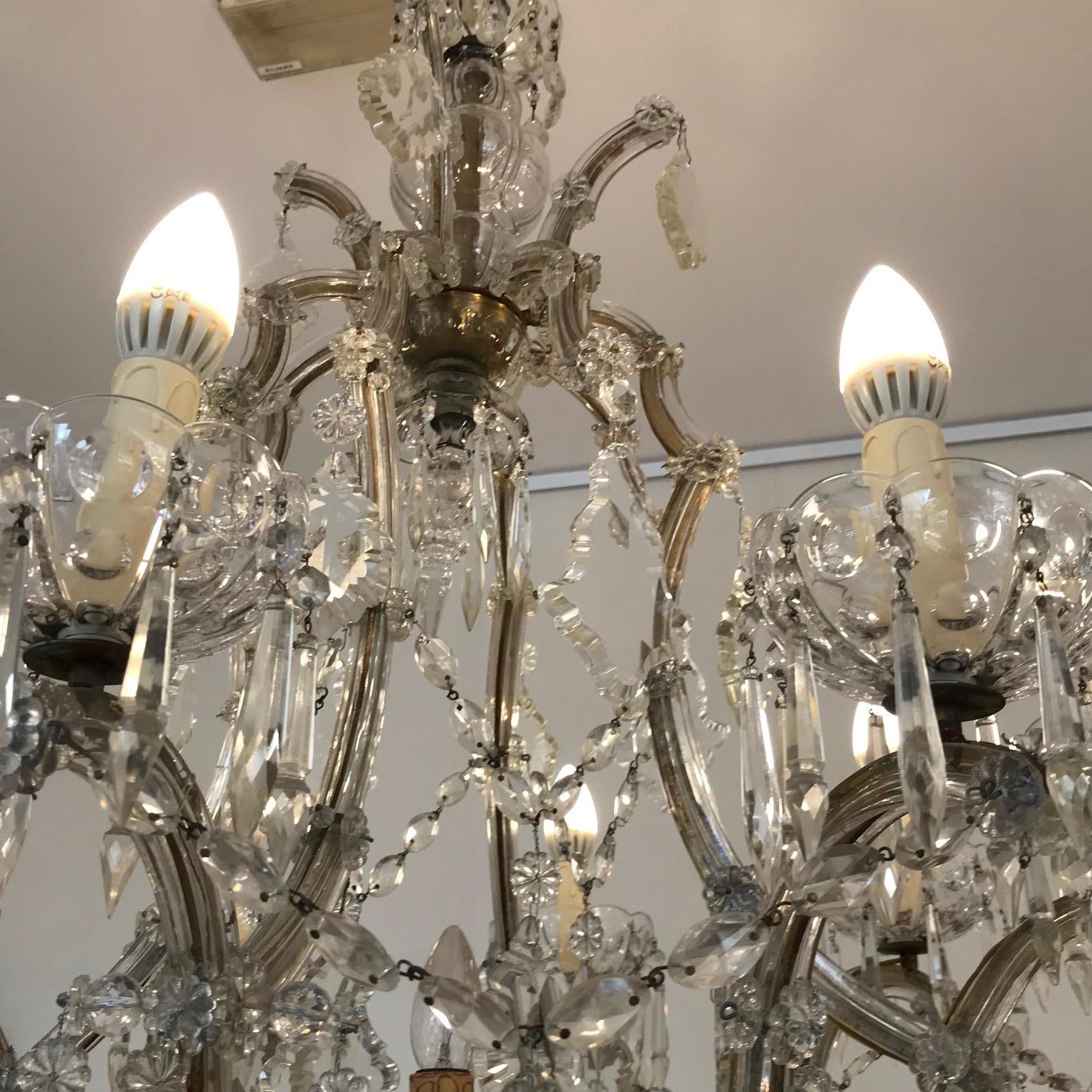 Baroque Revival Austrian Basked Shaped Crystal Chandelier For Sale
