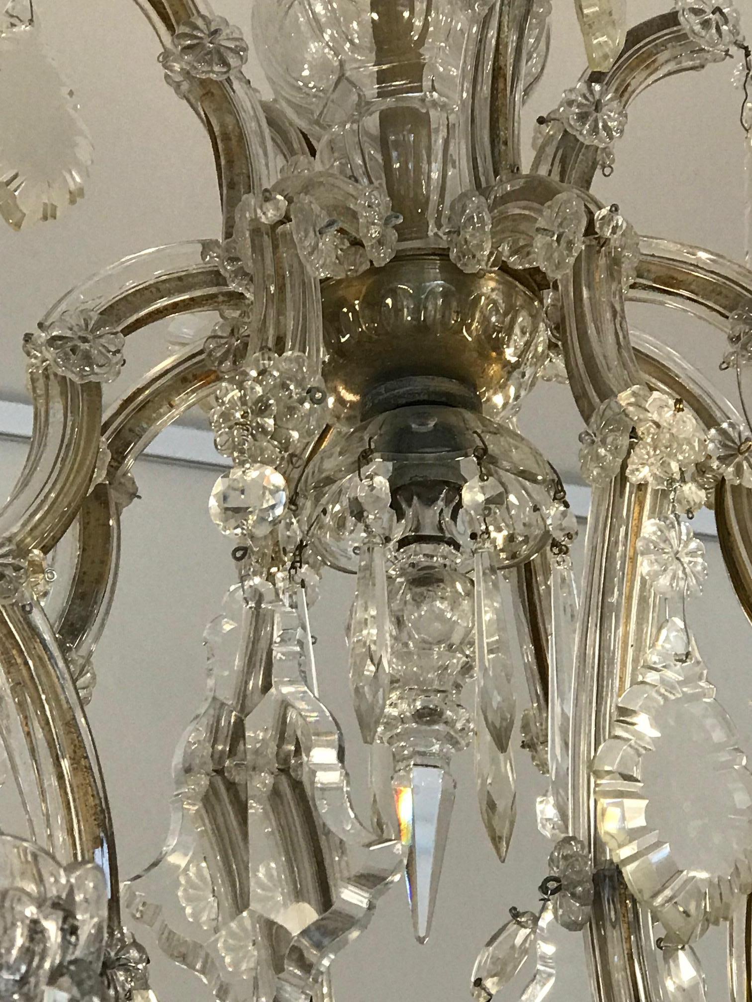European Austrian Basked Shaped Crystal Chandelier For Sale