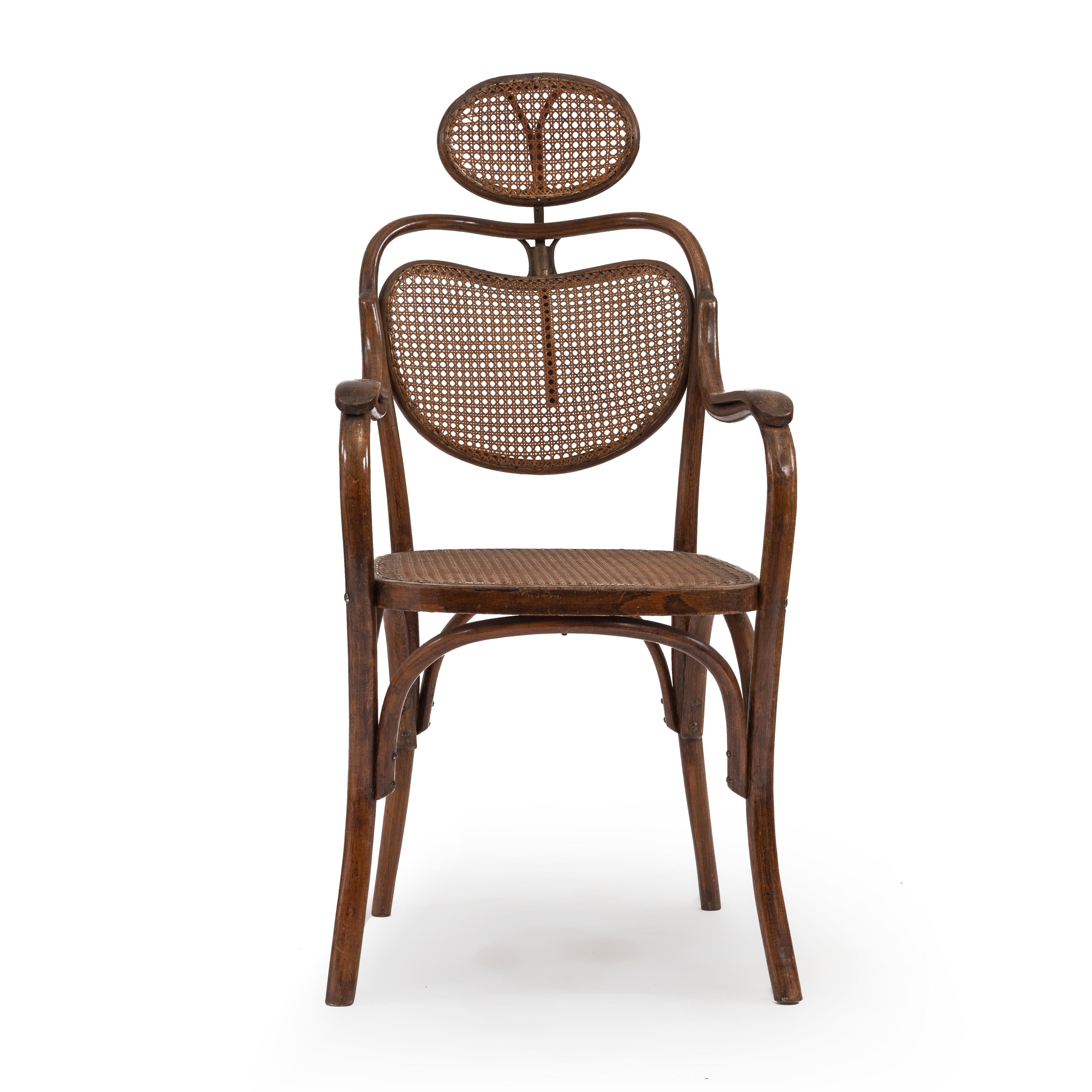 Austrian bentwood (19th-20th century) barbers chair with cane seat and back.