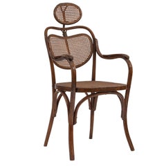 Sedia da barbiere austriaca in legno di bengala