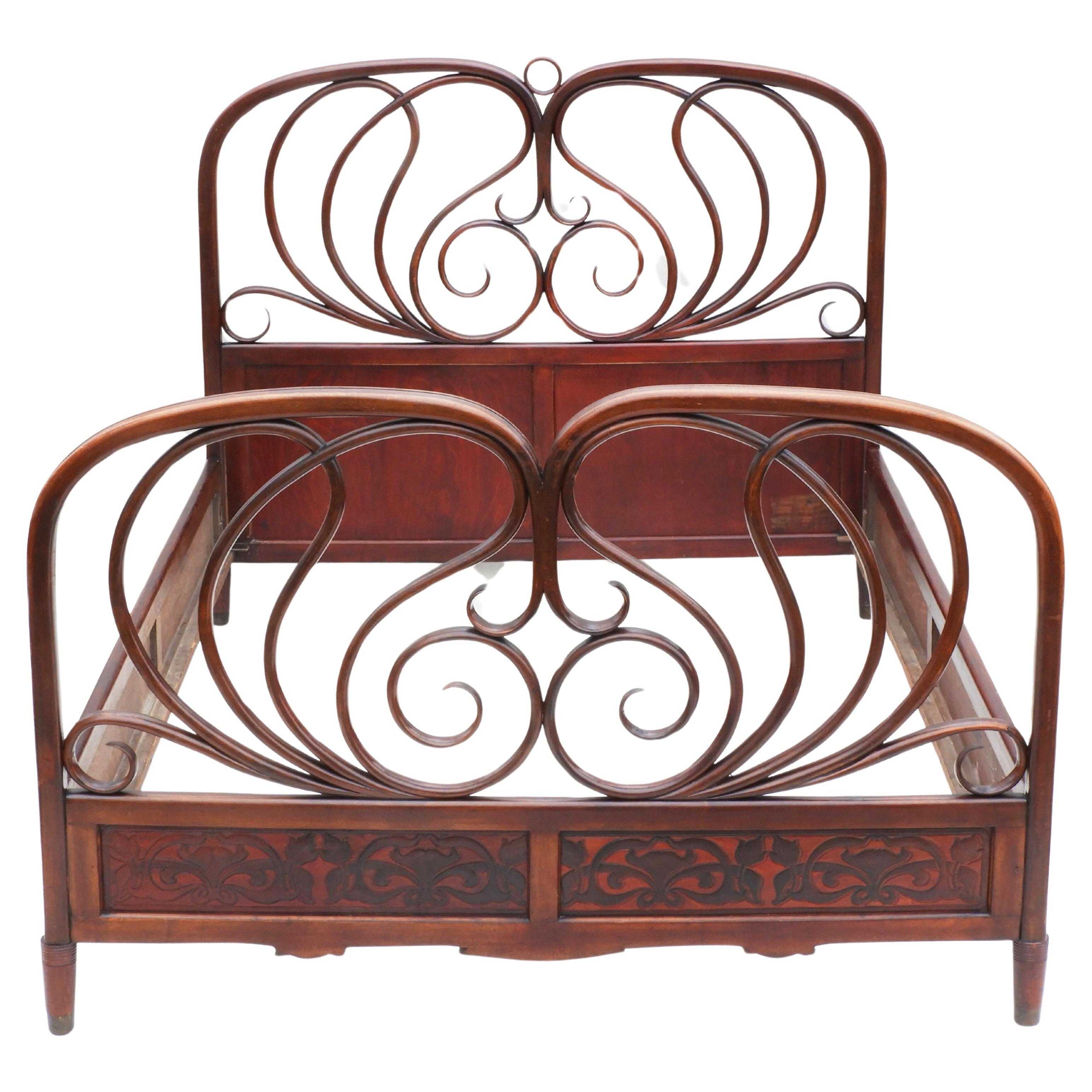 Austrian Bentwood Bed by Jacob & Josef Kohn C1900 For Sale