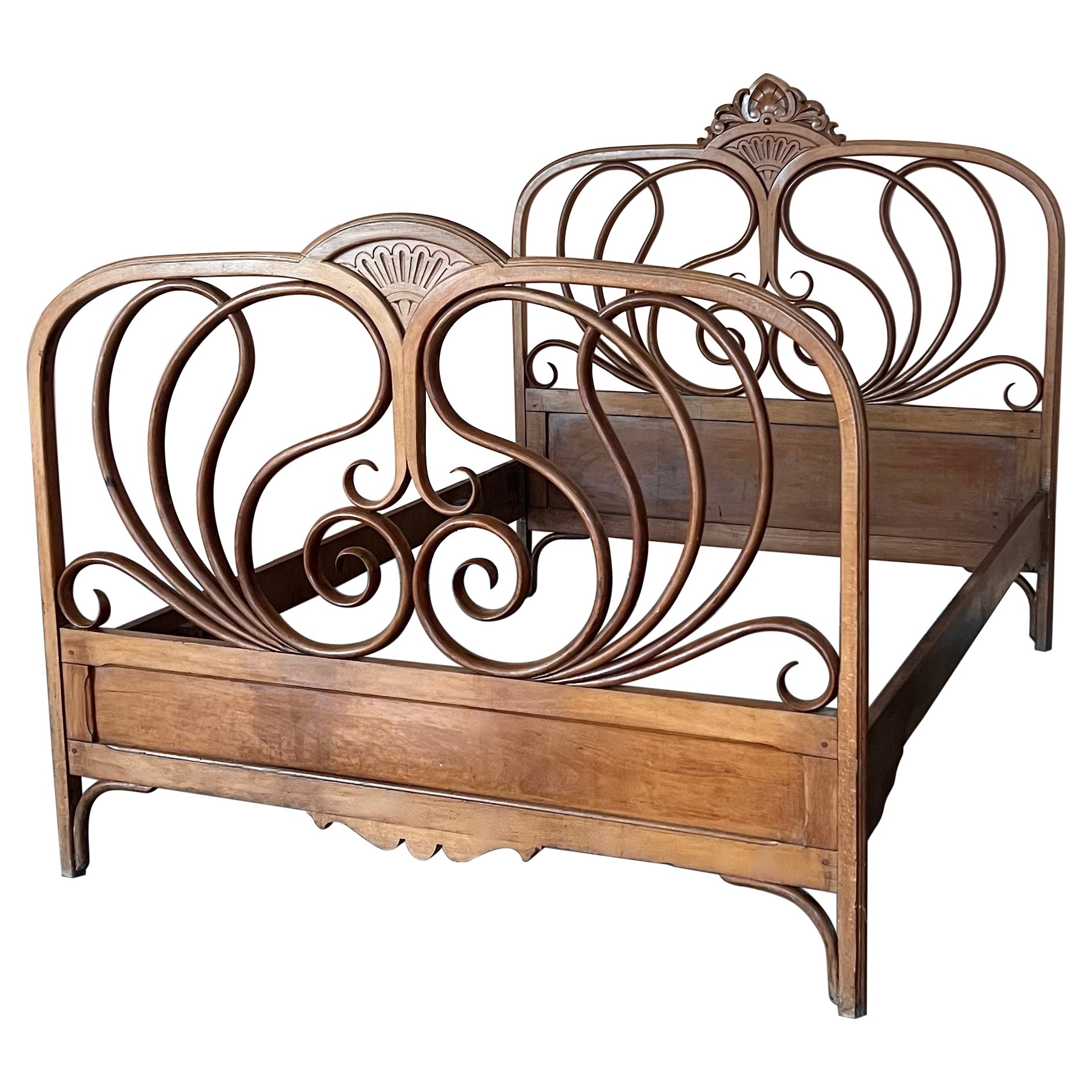 Austrian Bentwood Queen Sized Bed by Jacob 
Josef Kohn, 1900
