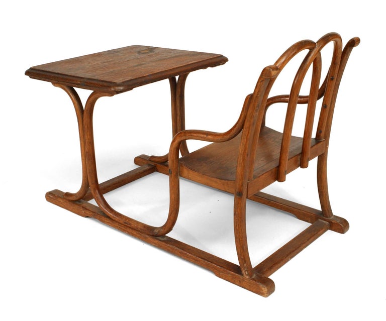 Austrian Bentwood Small Child S Desk With Attached Chair For Sale