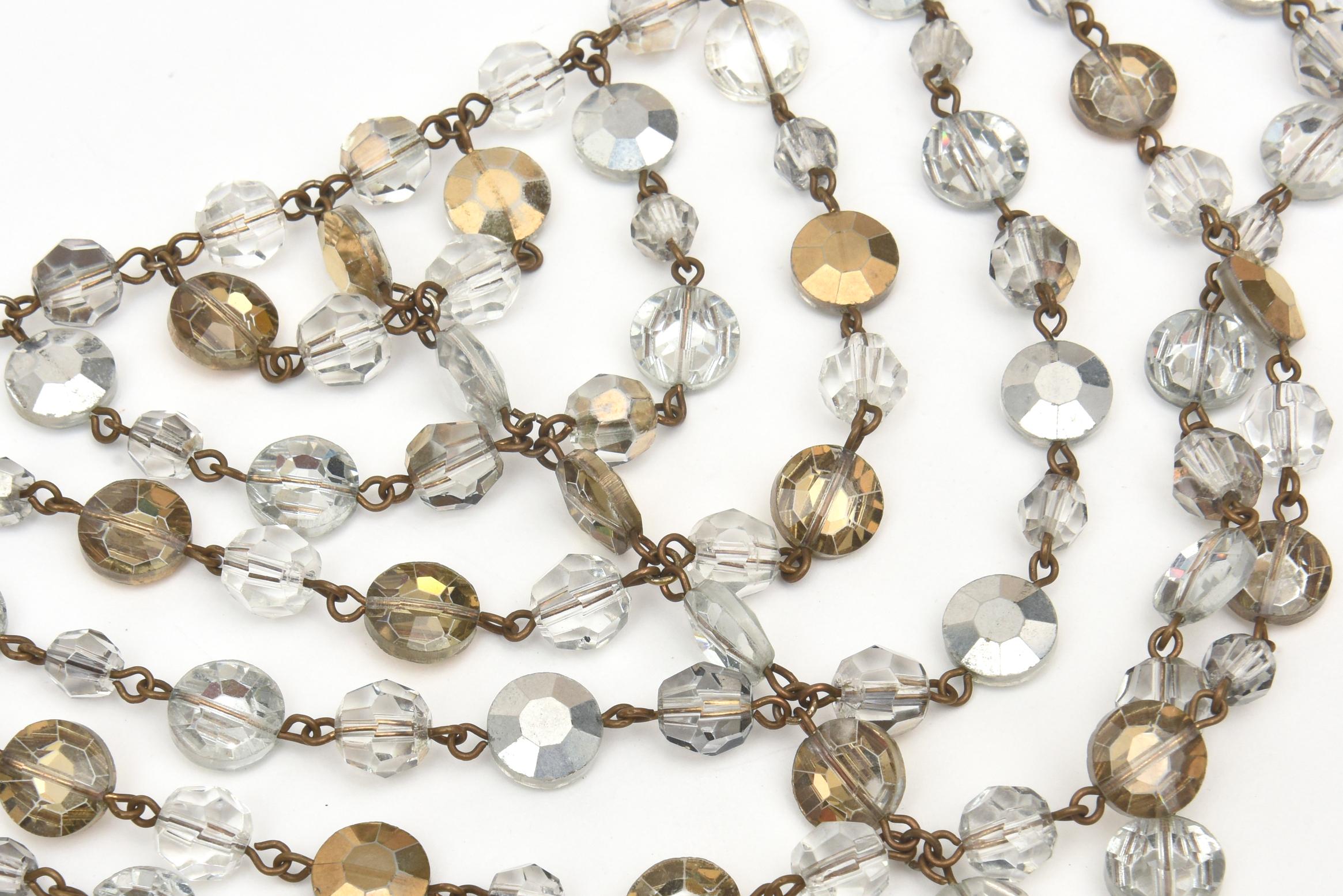 Asscher Cut Austrian Beveled Cut Crystals Tiered Bib Necklace Vintage For Sale