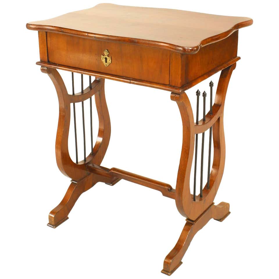 Yre Rable Antique Swedish Karl Johan, Biedermeier Lyre Pedestal Table For Sale at ...