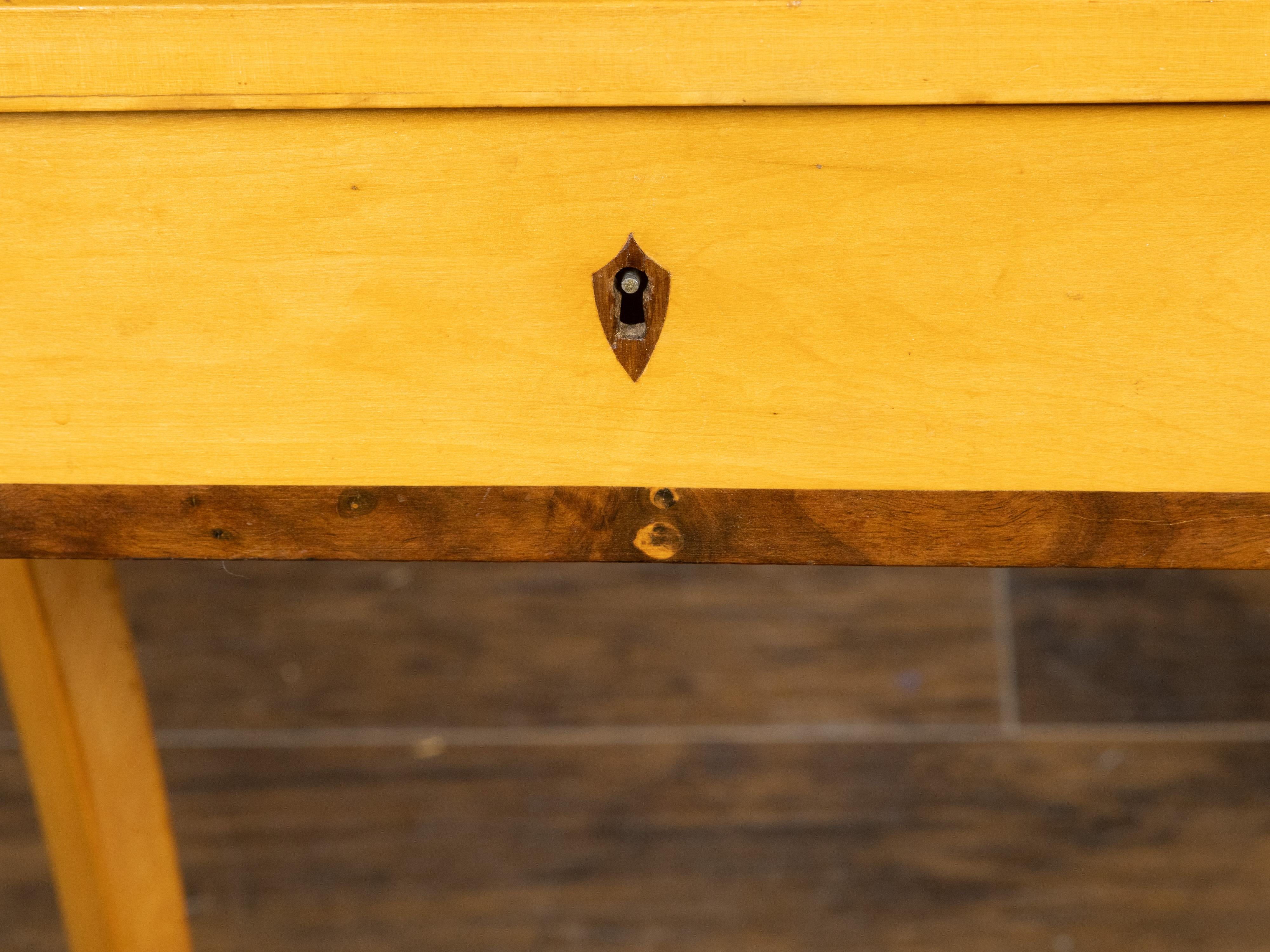 Austrian Biedermeier 19th Century Table with Octagonal Top and Divided Drawer For Sale 4