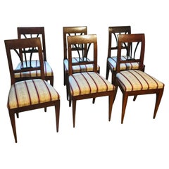Ensemble de 6 chaises en noyer Biedermeier autrichien