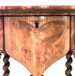 Austrian Biedermeier Burl Ash and Inlaid Round Table