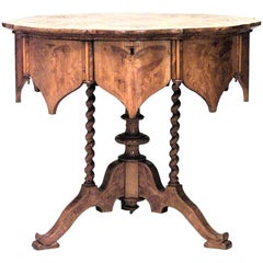 Austrian Biedermeier Burl Ash and Inlaid Round Table