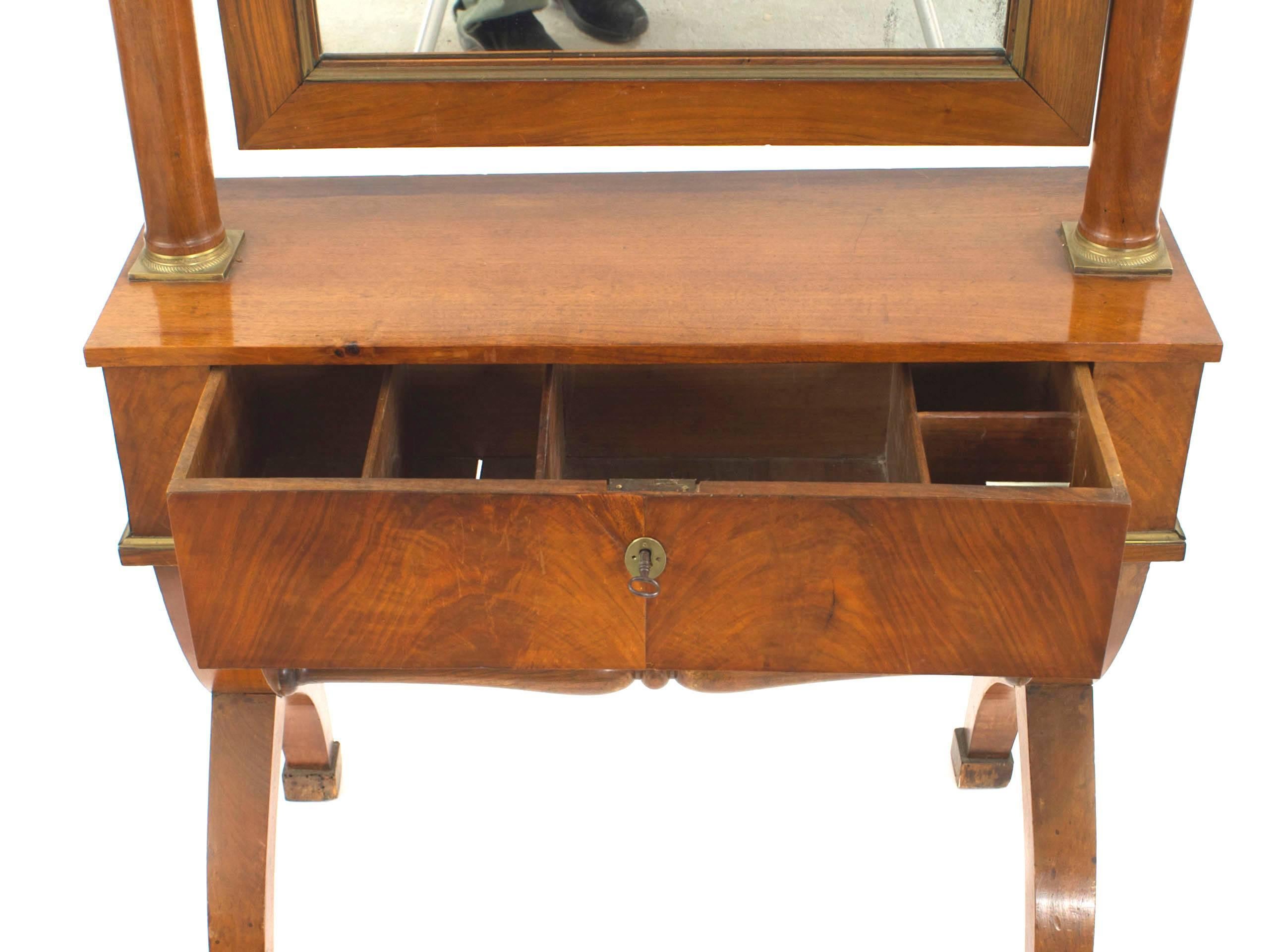 19th Century Austrian Biedermeier Cherrywood Cheval Mirror For Sale