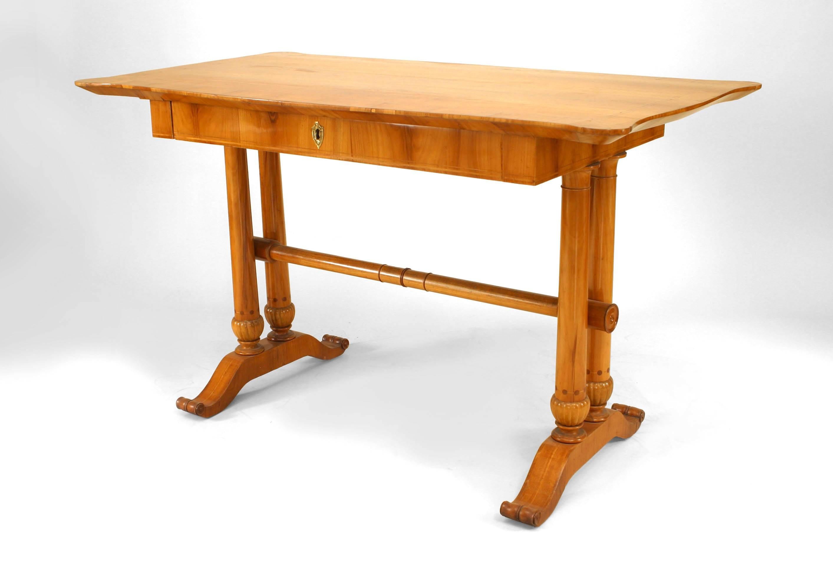 Austrian Biedermeier Cherrywood Table Desk In Good Condition For Sale In New York, NY