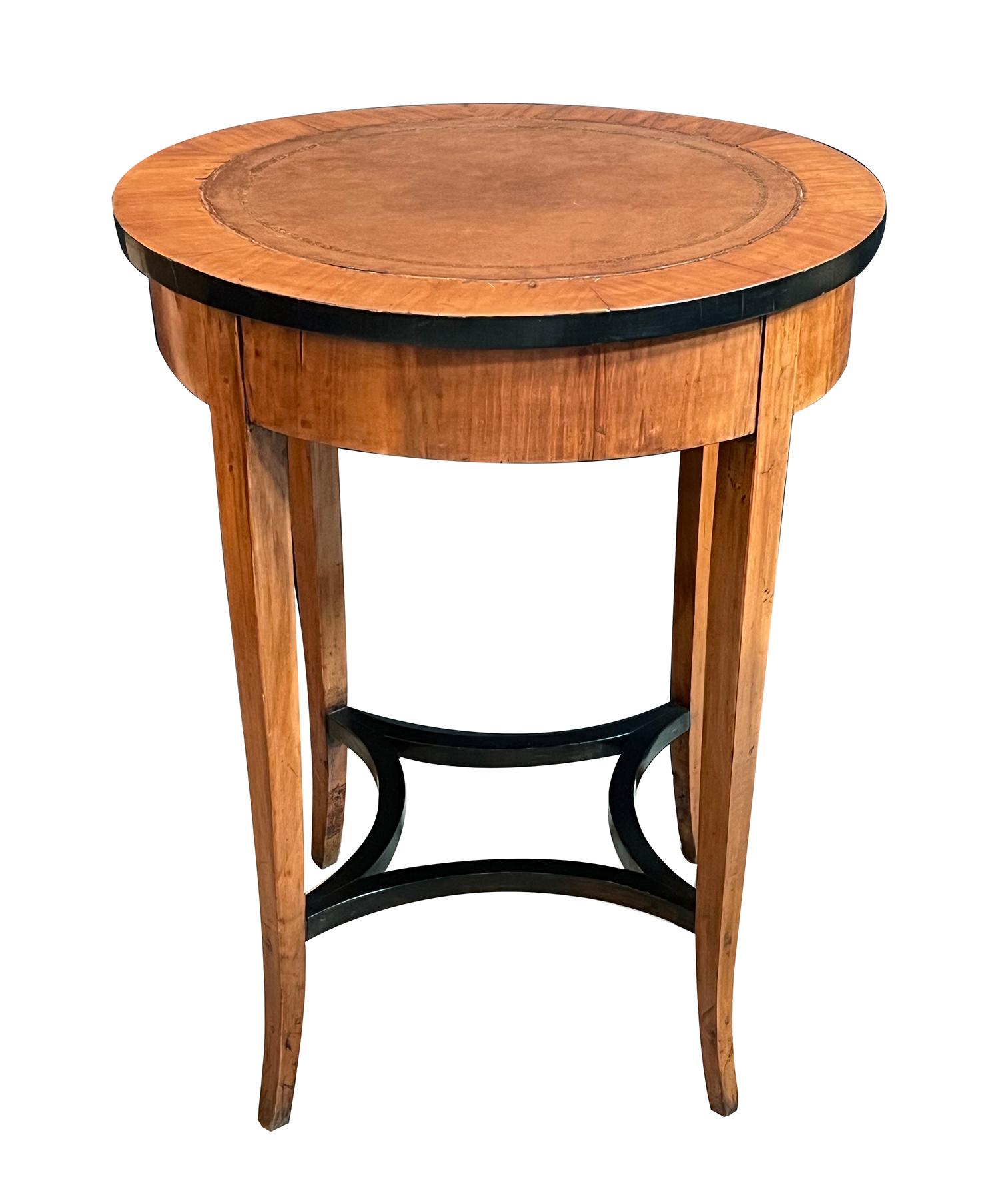 Mid-19th Century Austrian Biedermeier Circular Work Table with Ebonized Highlights For Sale